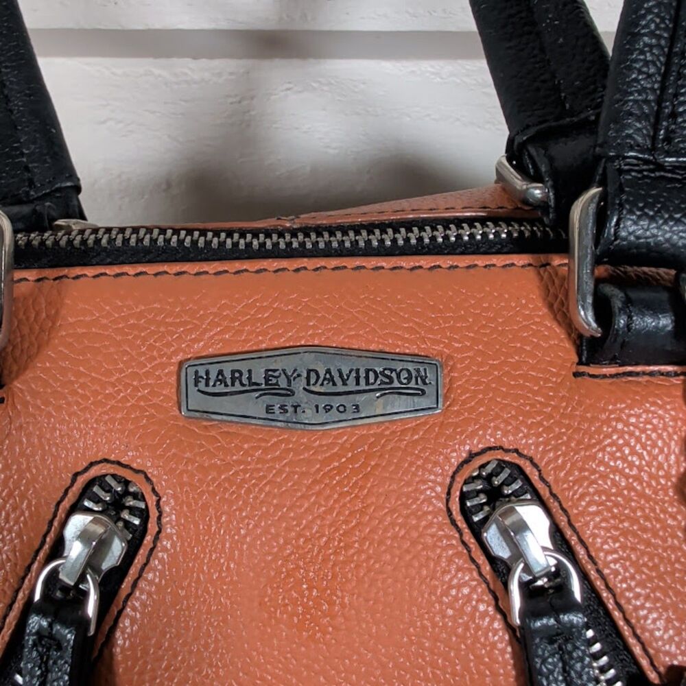 RARE Harley-Davidson Women's Garage Burnished Leather Satchel  Ombre LG8002L - Picture 2 of 4